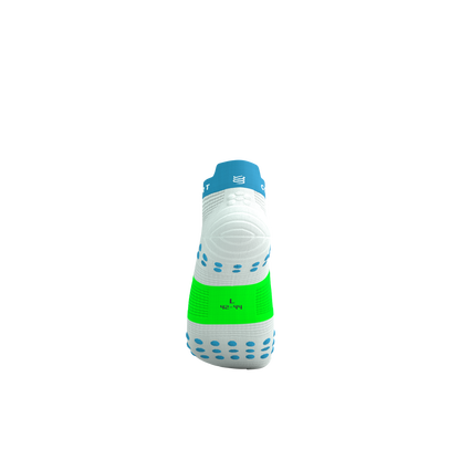 Tất Chạy Bộ Compressport Pro Racing Socks v4.0 Run Low - White/Norse Blue/Neon Green