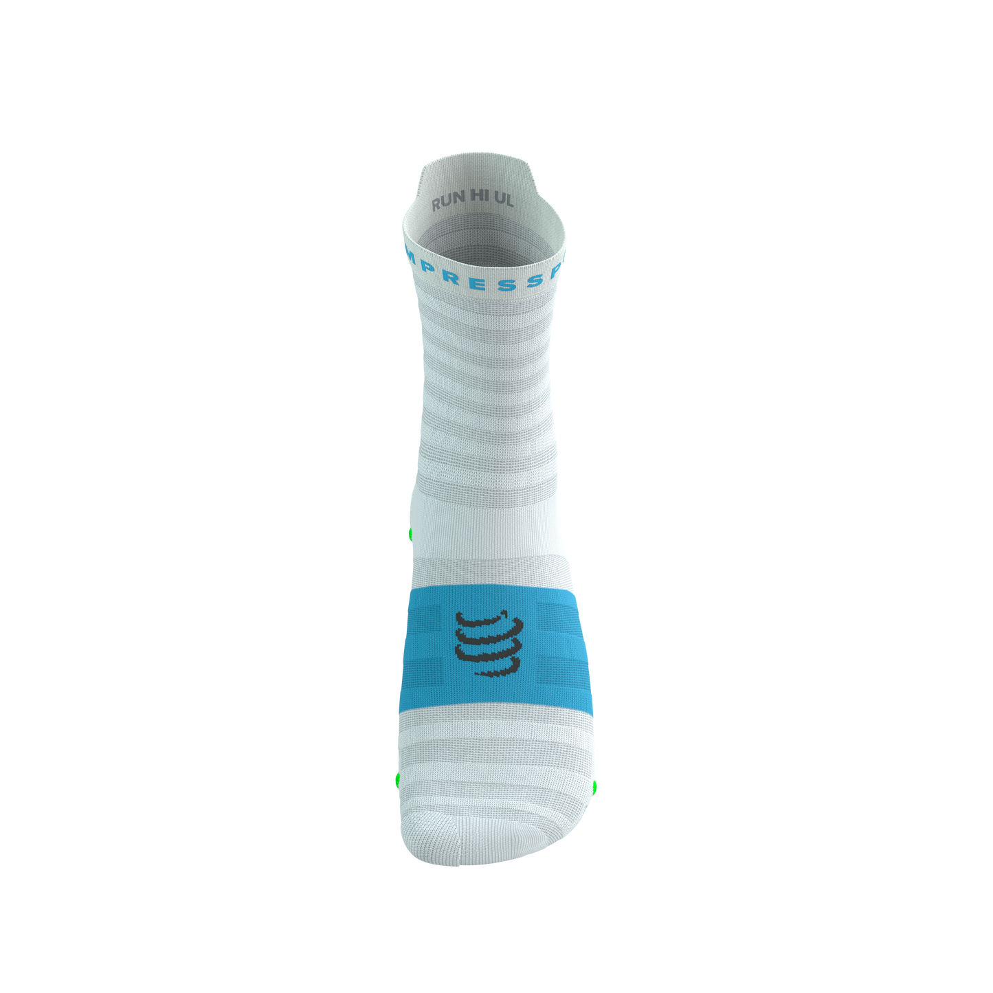 Tất Chạy Bộ Compressport Pro Racing Socks v4.0 Ultralight Run High - White/Norse Blue