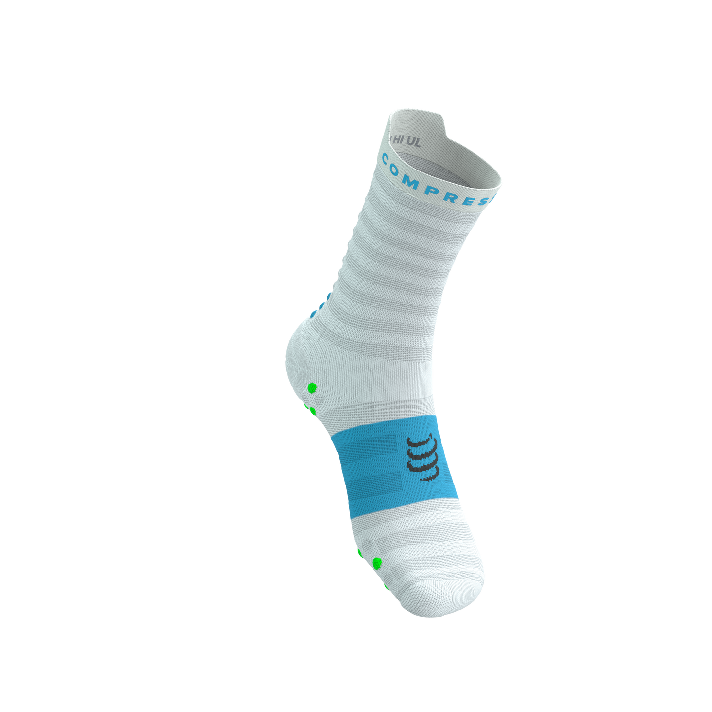Tất Chạy Bộ Compressport Pro Racing Socks v4.0 Ultralight Run High - White/Norse Blue