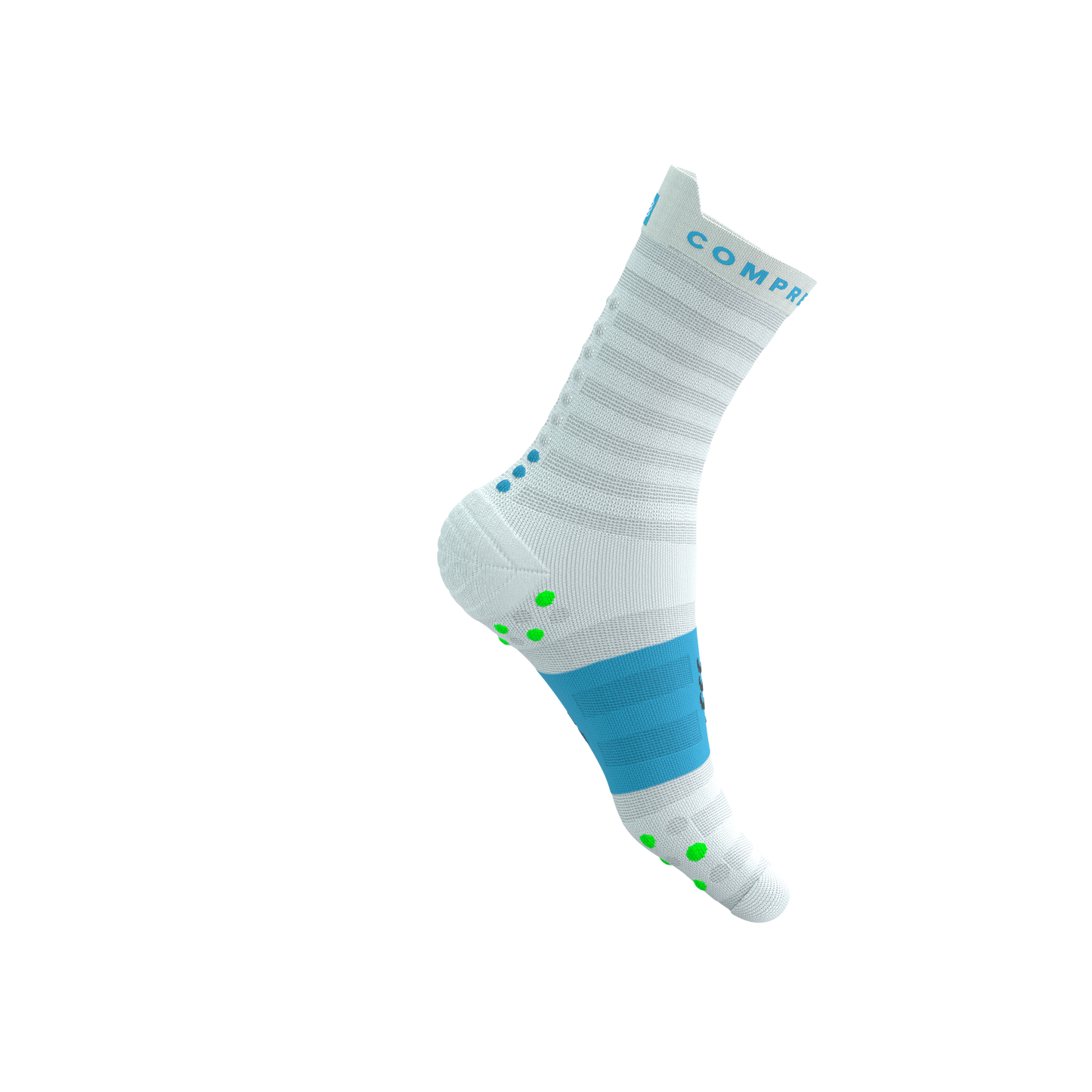 Tất Chạy Bộ Compressport Pro Racing Socks v4.0 Ultralight Run High - White/Norse Blue