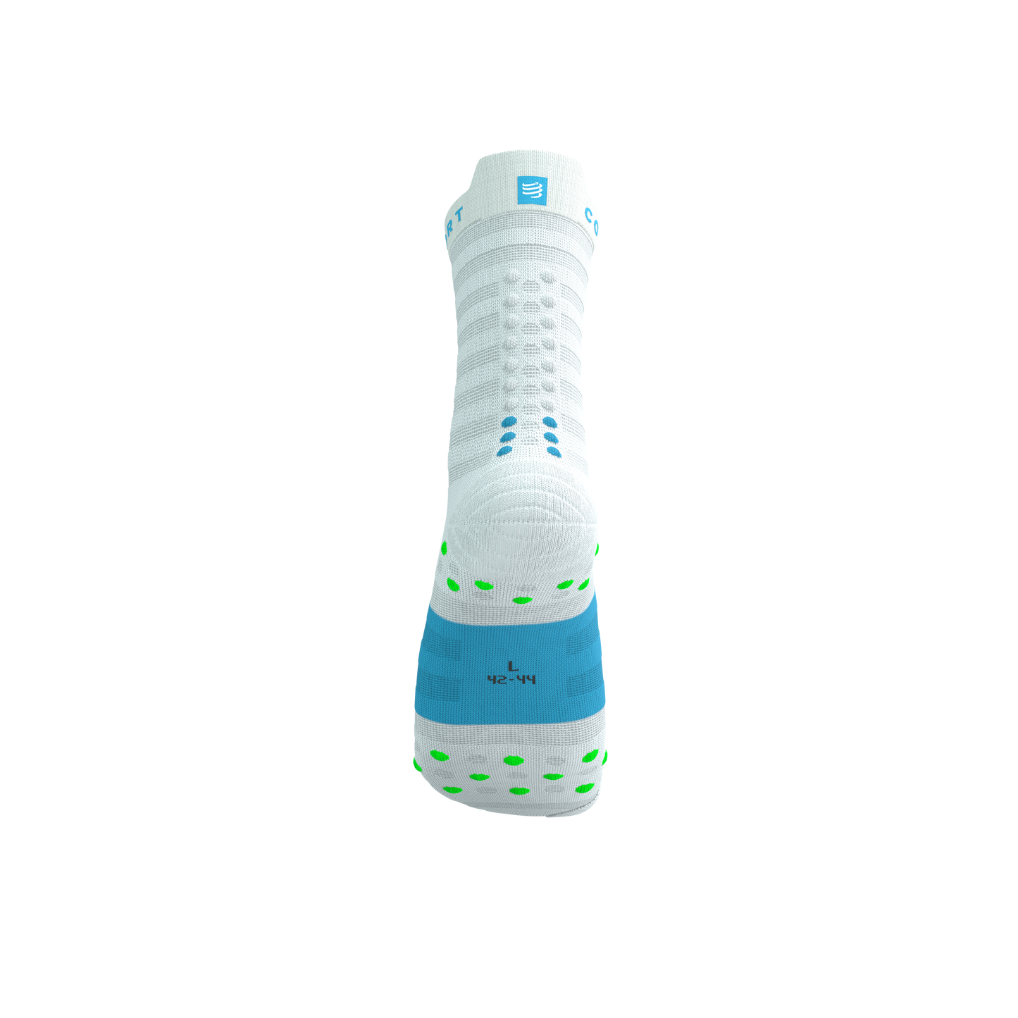 Tất Chạy Bộ Compressport Pro Racing Socks v4.0 Ultralight Run High - White/Norse Blue