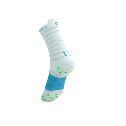 Tất Chạy Bộ Compressport Pro Racing Socks v4.0 Ultralight Run High - White/Norse Blue