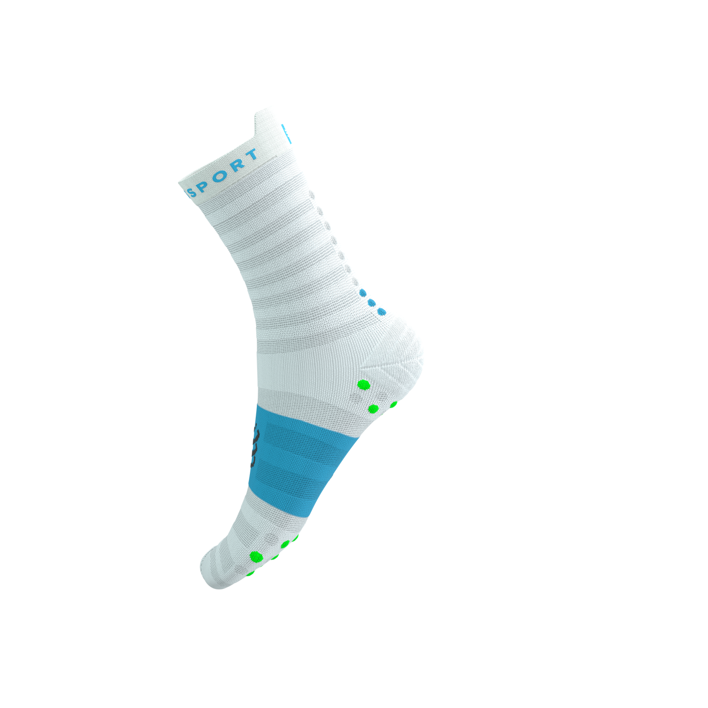 Tất Chạy Bộ Compressport Pro Racing Socks v4.0 Ultralight Run High - White/Norse Blue