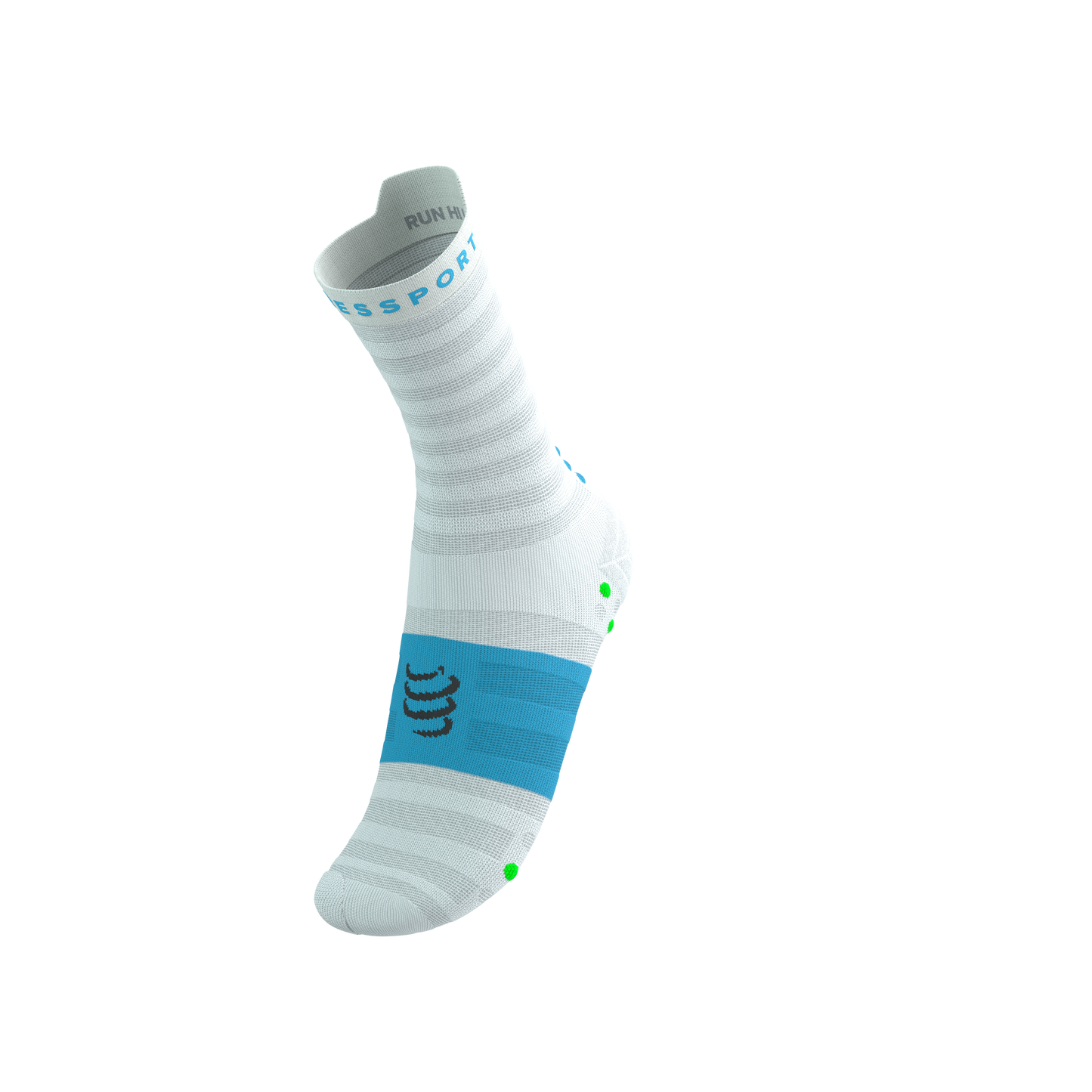 Tất Chạy Bộ Compressport Pro Racing Socks v4.0 Ultralight Run High - White/Norse Blue