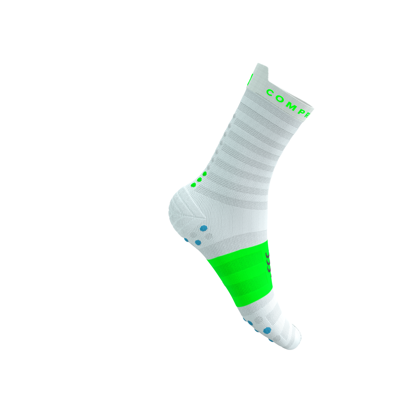 Tất Chạy Bộ Compressport Pro Racing Socks v4.0 Ultralight Run High - White/Norse Blue