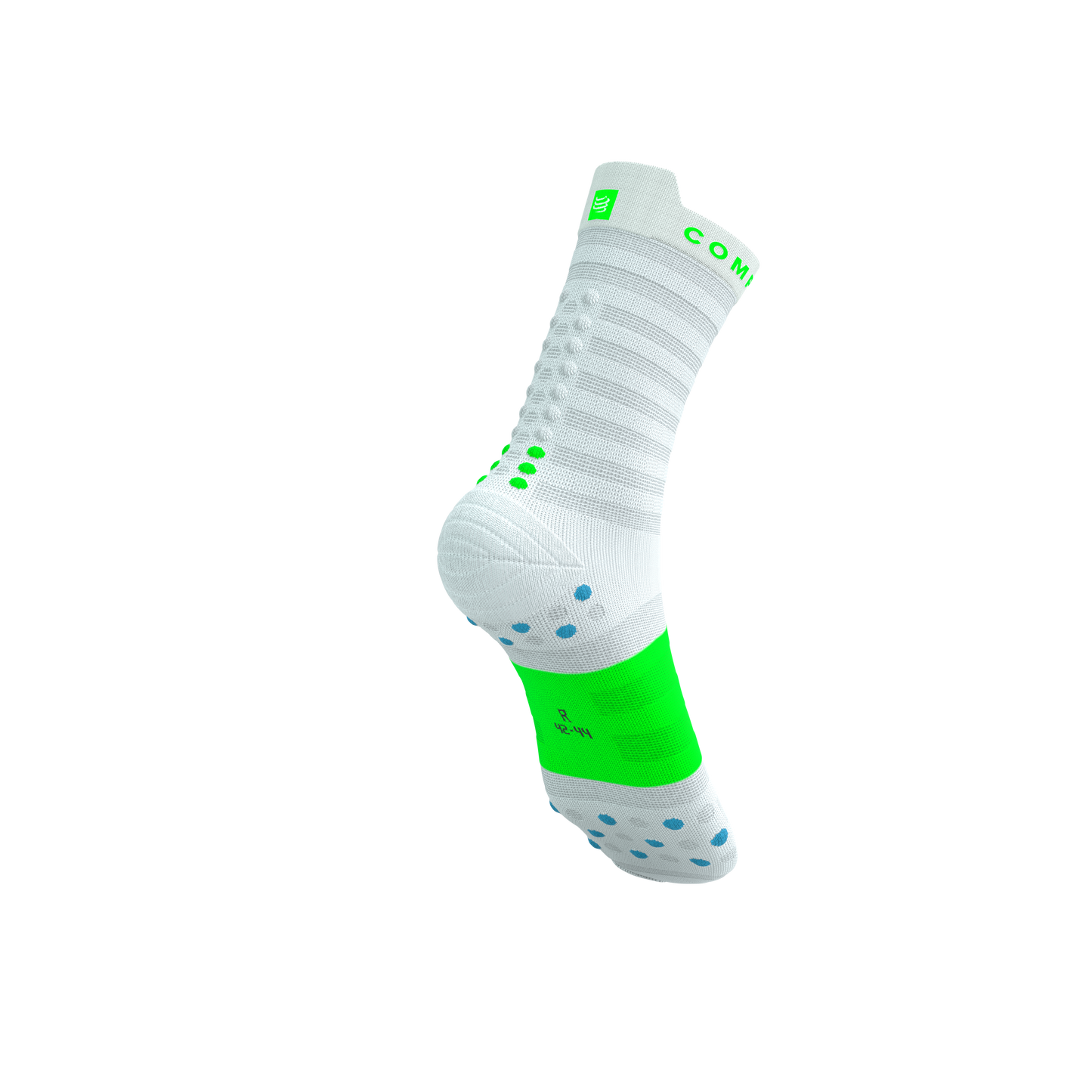 Tất Chạy Bộ Compressport Pro Racing Socks v4.0 Ultralight Run High - White/Norse Blue