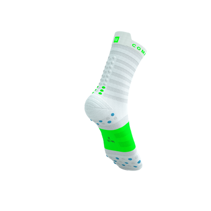 Tất Chạy Bộ Compressport Pro Racing Socks v4.0 Ultralight Run High - White/Norse Blue