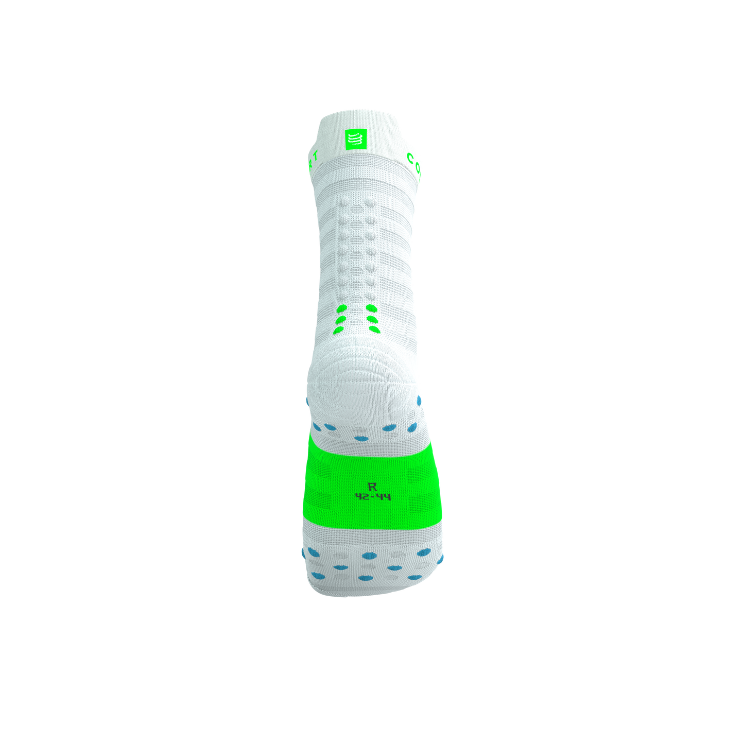 Tất Chạy Bộ Compressport Pro Racing Socks v4.0 Ultralight Run High - White/Norse Blue