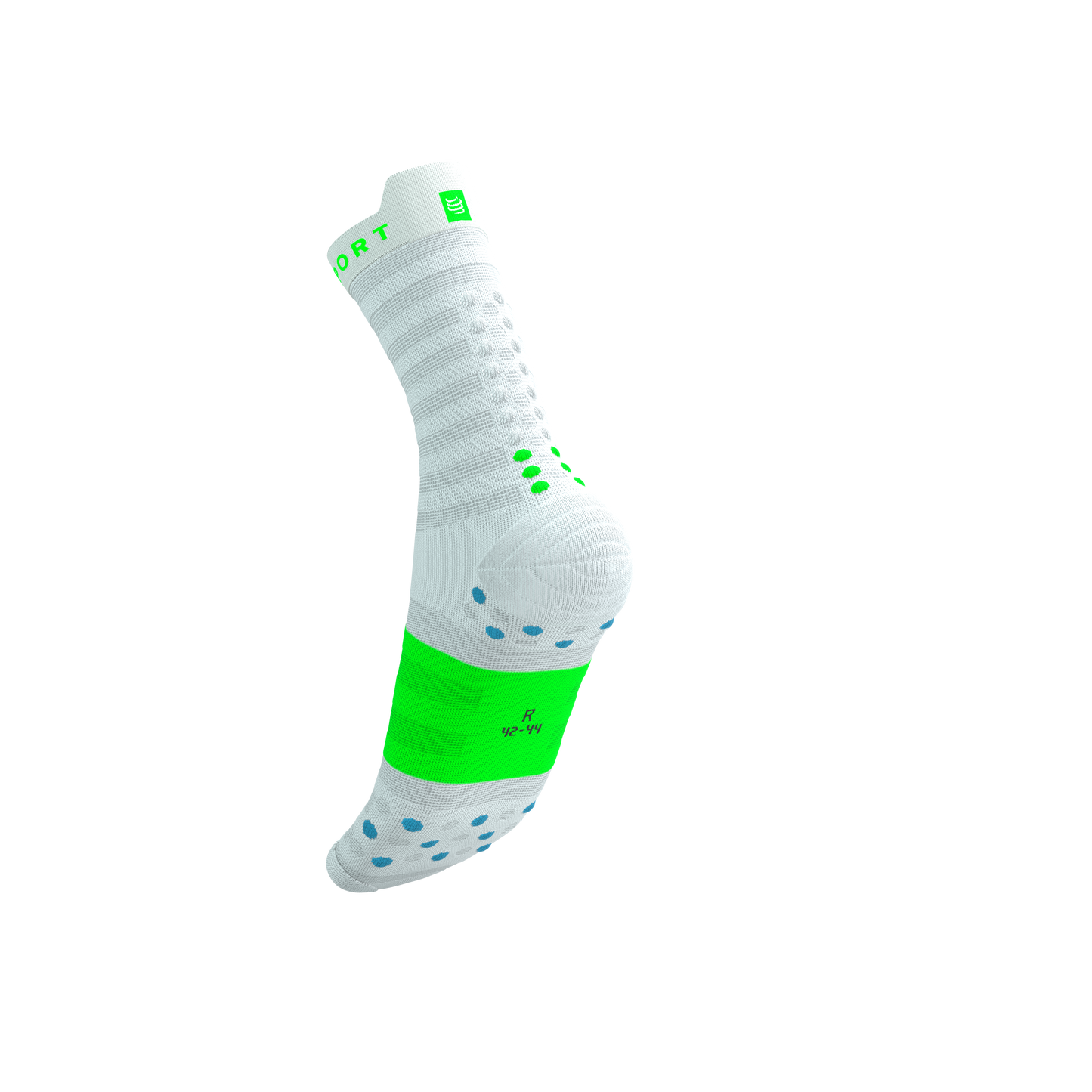 Tất Chạy Bộ Compressport Pro Racing Socks v4.0 Ultralight Run High - White/Norse Blue