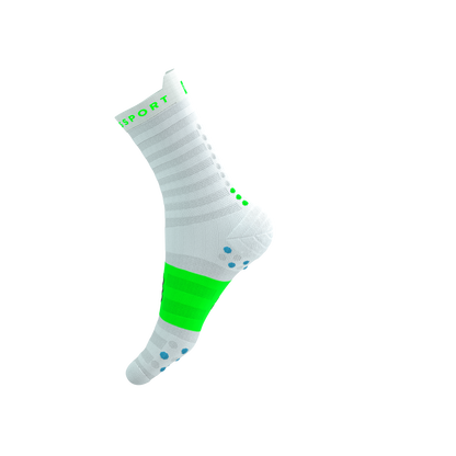 Tất Chạy Bộ Compressport Pro Racing Socks v4.0 Ultralight Run High - White/Norse Blue