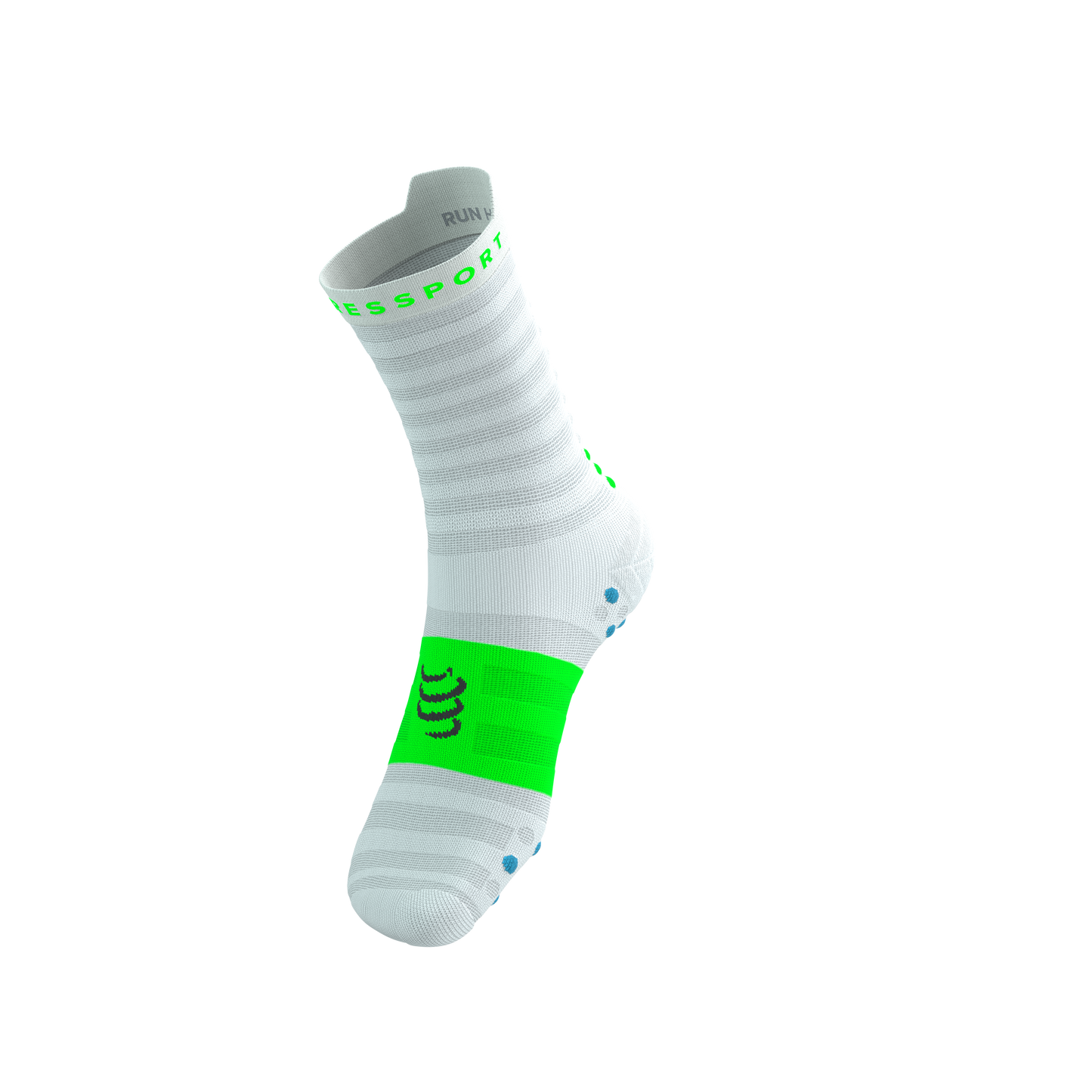 Tất Chạy Bộ Compressport Pro Racing Socks v4.0 Ultralight Run High - White/Norse Blue