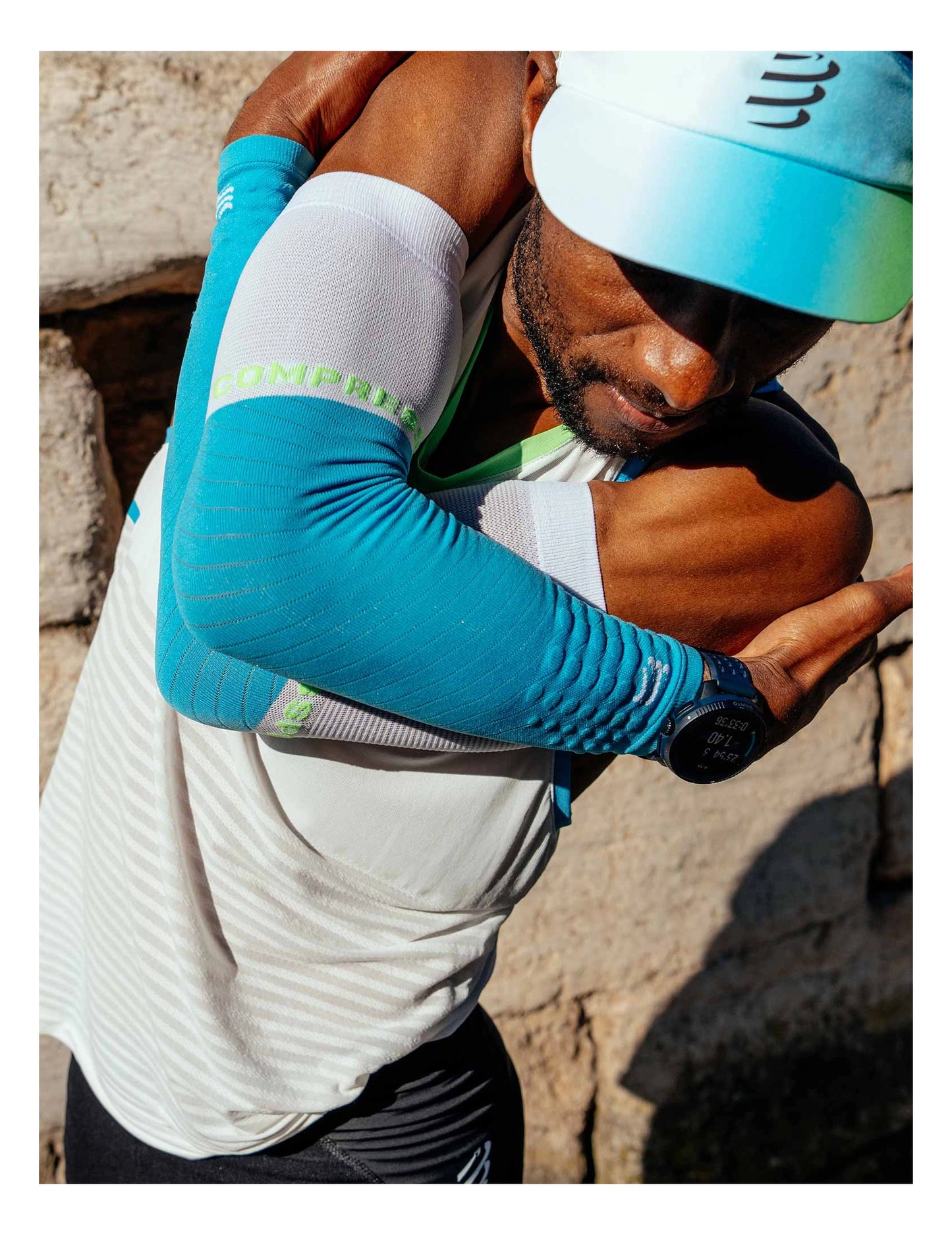 Băng bảo vệ ống tay Compressport ArmForce Ultralight - Norse Blue/Neon Green