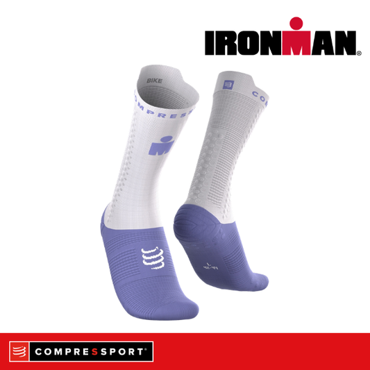 Tất đạp xe Compressport Pro Racing Socks v4.0 Bike IRONMAN - Tím Jacaranda/White
