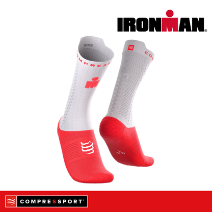 Tất đạp xe Compressport Pro Racing Socks v4.0 Bike IRONMAN - Đỏ Neon