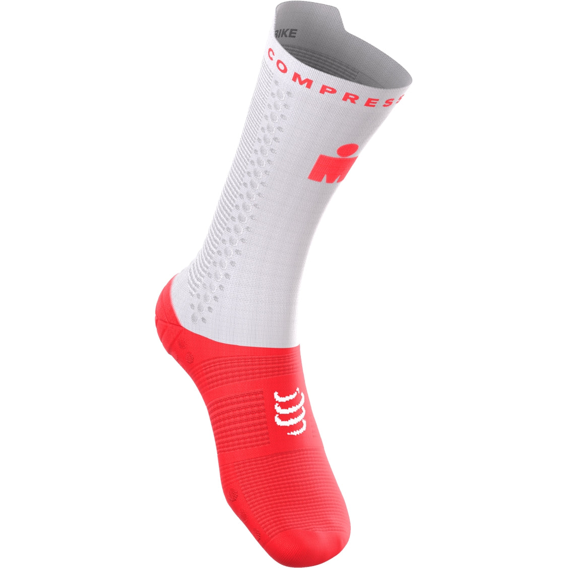Tất đạp xe Compressport Pro Racing Socks v4.0 Bike IRONMAN - Đỏ Neon