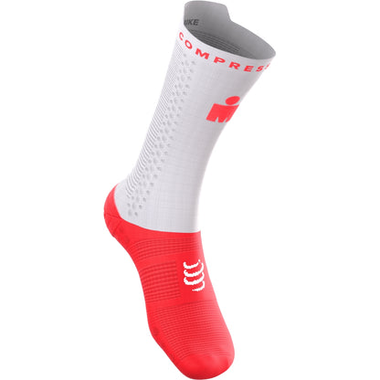 Tất đạp xe Compressport Pro Racing Socks v4.0 Bike IRONMAN - Đỏ Neon
