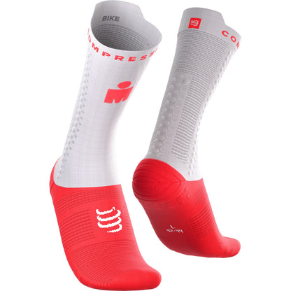 Tất đạp xe Compressport Pro Racing Socks v4.0 Bike IRONMAN - Đỏ Neon