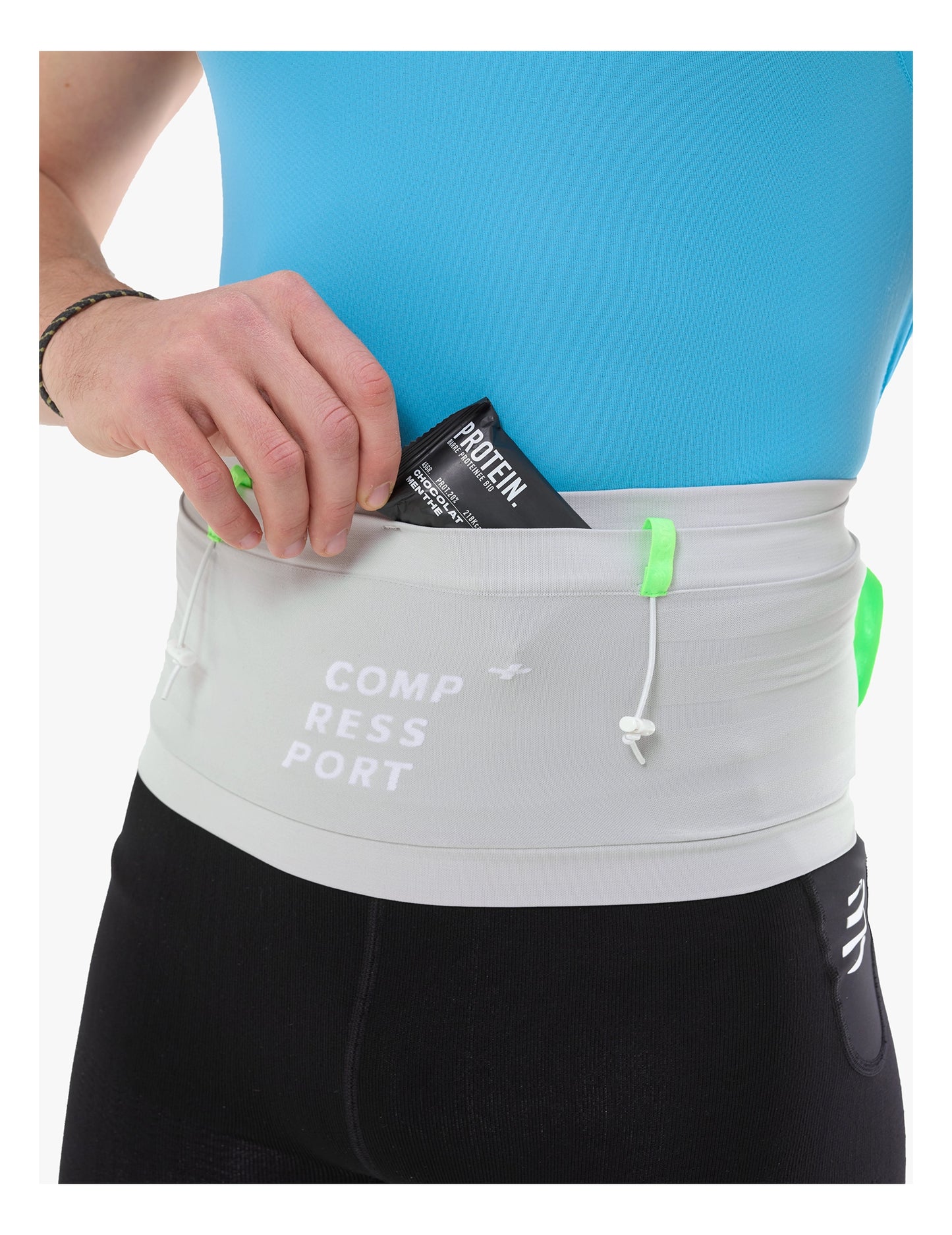 Đai chạy bộ Compressport Unisex's Free Belt Pro - Xám (Violet/Neon Green)