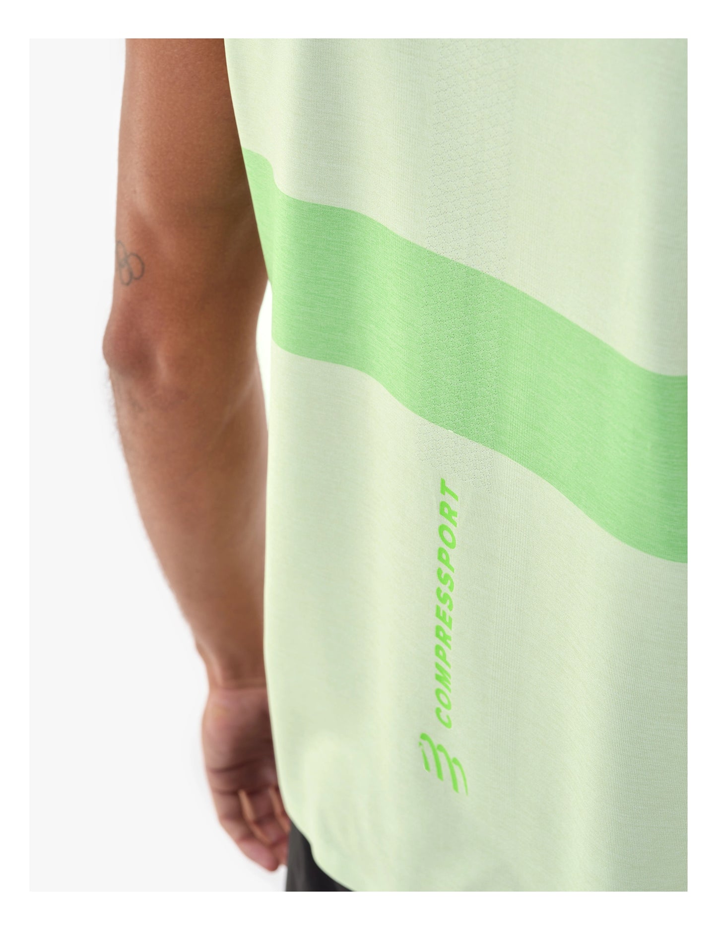 Áo chạy bộ Nam Compressport Performance Singlet - Cream/Neon Green