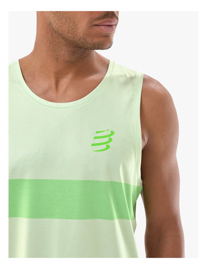 Áo chạy bộ Nam Compressport Performance Singlet - Cream/Neon Green
