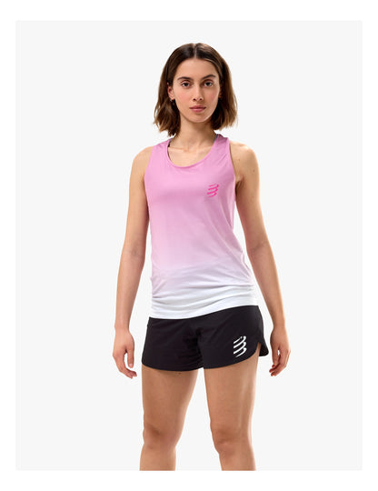 Áo Chạy Bộ Nữ Compressport Performance Singlet - Begonia/White