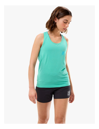 Áo Chạy Bộ Nữ Compressport Performance Singlet - Xanh Pool Blue