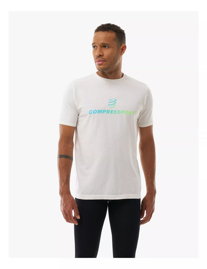 Áo chạy bộ Nam Compressport Podium SS Tshirt - Trắng (Star/White)