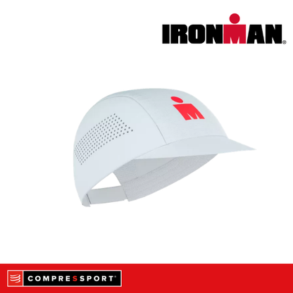 Mũ Chạy Bộ Compressport Pro Racing Cap IRONMAN 2026 - Trắng/Đỏ Neon