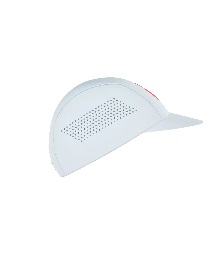Mũ Chạy Bộ Compressport Pro Racing Cap IRONMAN 2026 - Trắng/Đỏ Neon
