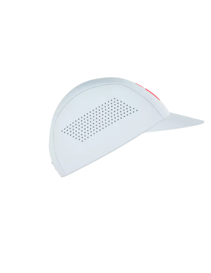 Mũ Chạy Bộ Compressport Pro Racing Cap IRONMAN 2026 - Trắng/Đỏ Neon