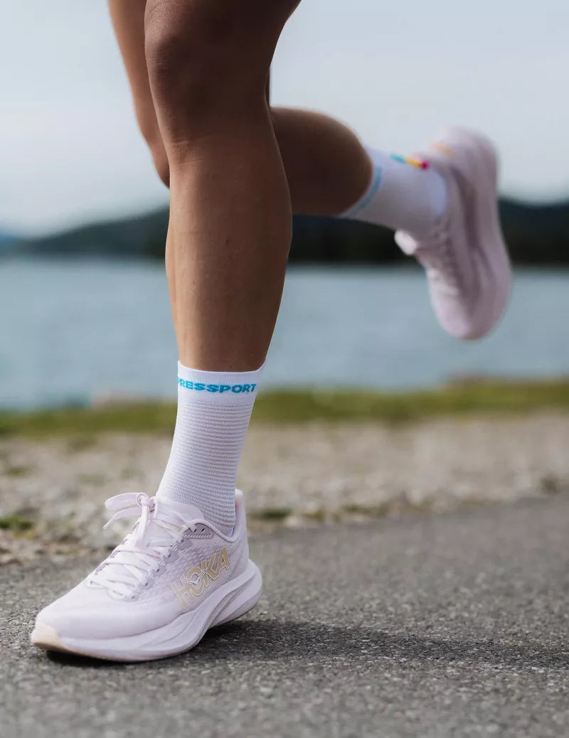Tất Chạy Bộ Compressport Pro Racing Socks v4.0 Run High IRONMAN 2026 - Trắng
