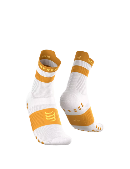 Tất Chạy Bộ Compressport Pro Racing Socks v4.0 Run High - Trắng/Vàng (White/Sunflower)