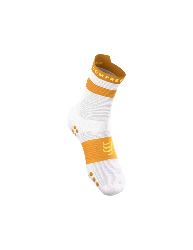 Tất Chạy Bộ Compressport Pro Racing Socks v4.0 Run High - Trắng/Vàng (White/Sunflower)