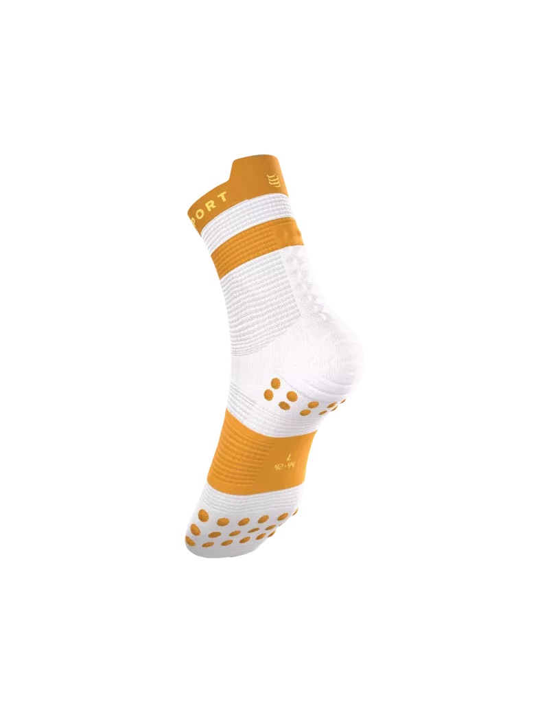 Tất Chạy Bộ Compressport Pro Racing Socks v4.0 Run High - Trắng/Vàng (White/Sunflower)