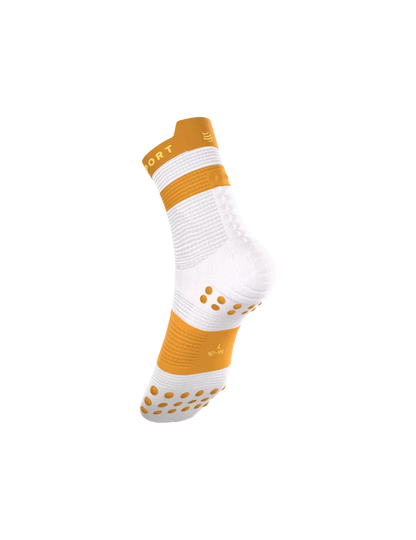 Tất Chạy Bộ Compressport Pro Racing Socks v4.0 Run High - Trắng/Vàng (White/Sunflower)