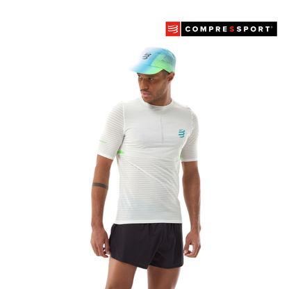 Áo Chạy Bộ Nam Compressport Pro Racing SS Tshirt - Trắng/Xanh