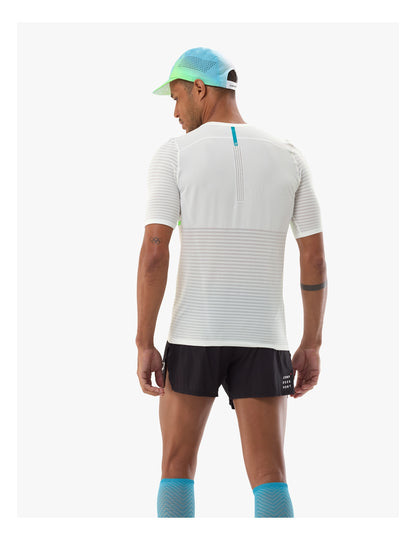 Áo Chạy Bộ Nam Compressport Pro Racing SS Tshirt - Trắng/Xanh