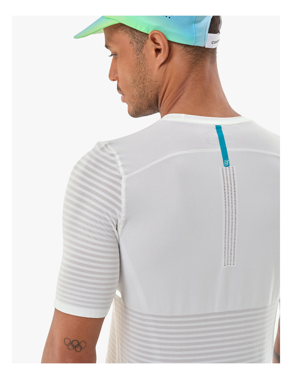 Áo Chạy Bộ Nam Compressport Pro Racing SS Tshirt - Trắng/Xanh