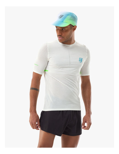 Áo Chạy Bộ Nam Compressport Pro Racing SS Tshirt - Trắng/Xanh