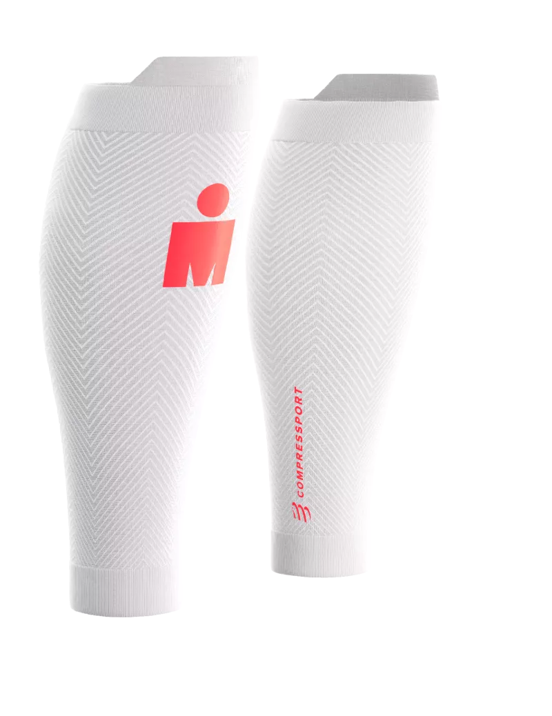 Băng Bảo Vệ Bắp Chân Compressport Calf Sleeves R2 Oxygen IRONMAN 2026 - Trắng/Đỏ
