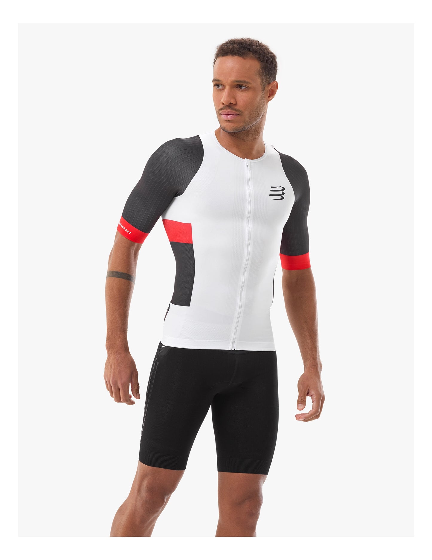 Áo Ba môn Nam Compressport Stream Tri Top - Trắng/Đen (White/Black)