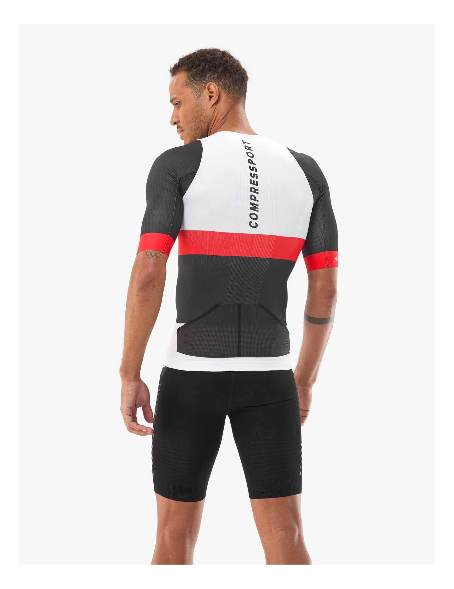 Áo Ba môn Nam Compressport Stream Tri Top - Trắng/Đen (White/Black)