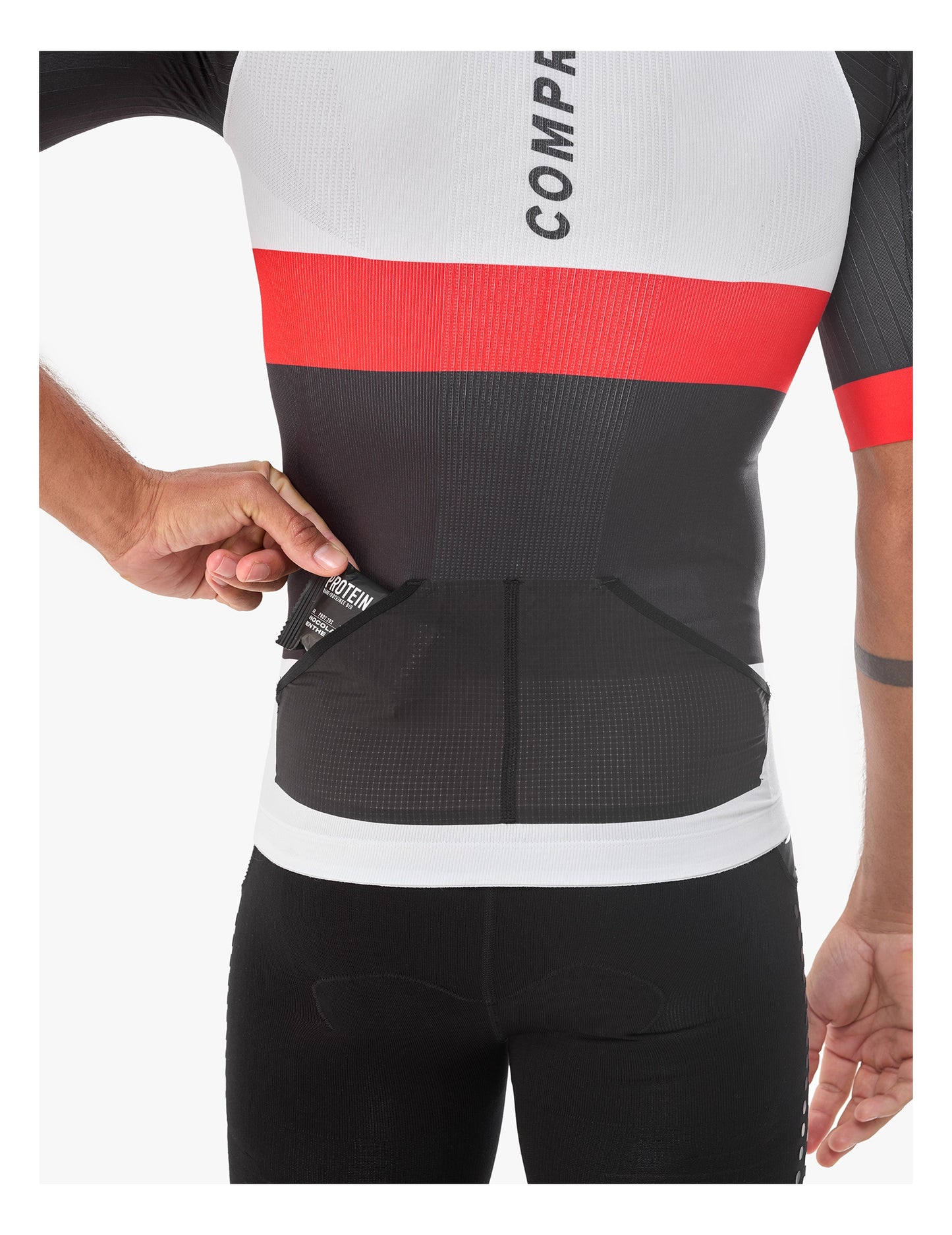 Áo Ba môn Nam Compressport Stream Tri Top - Trắng/Đen (White/Black)