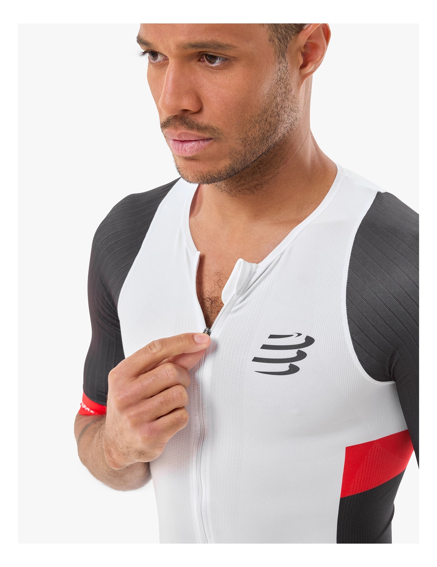 Áo Ba môn Nam Compressport Stream Tri Top - Trắng/Đen (White/Black)
