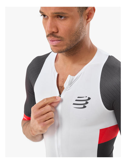 Áo Ba môn Nam Compressport Stream Tri Top - Trắng/Đen (White/Black)