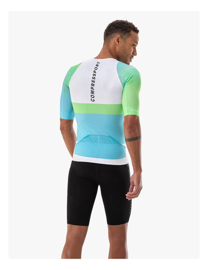 Áo Ba môn Nam Compressport Stream Tri Top - Trắng/Xanh (White/Blue-Green)