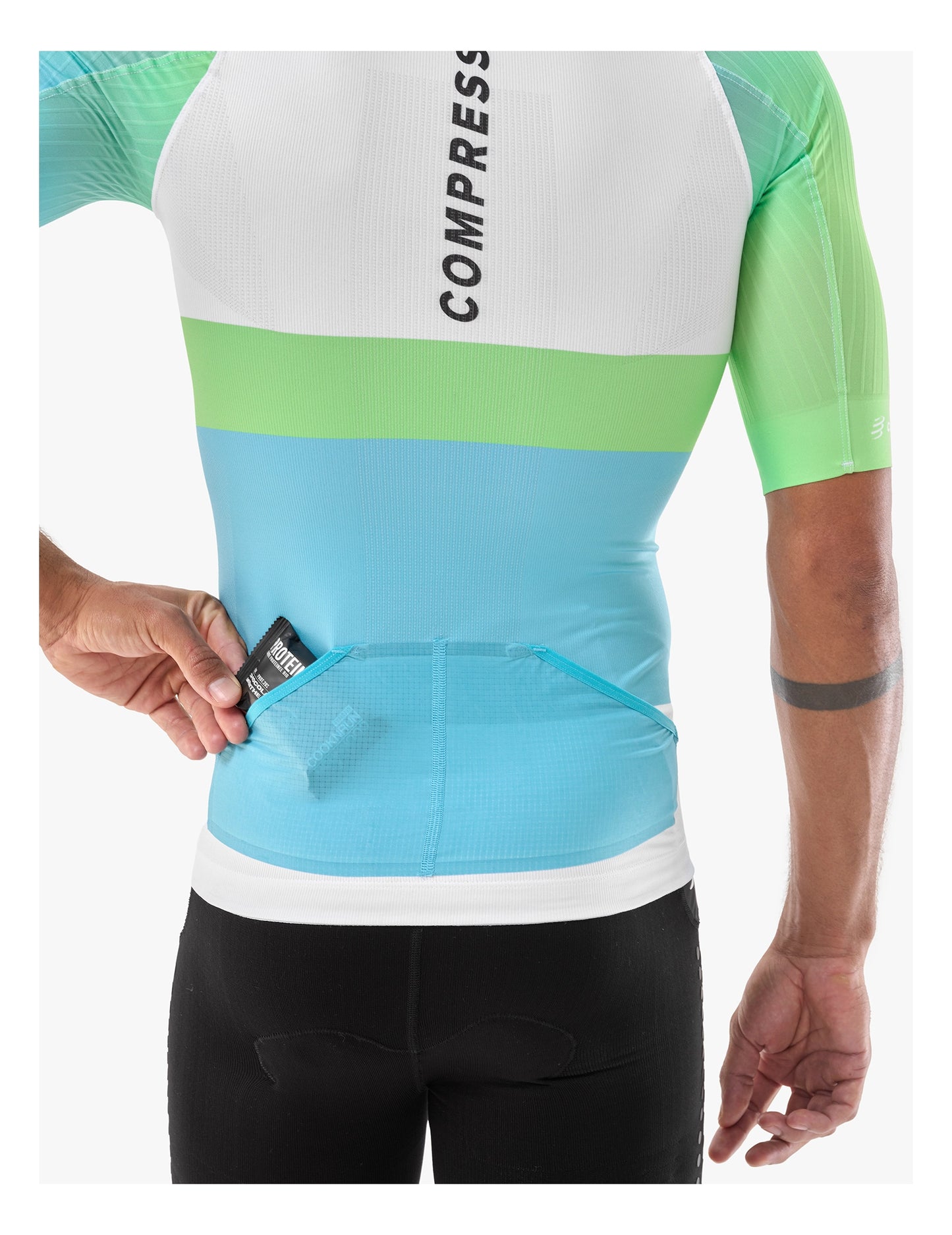 Áo Ba môn Nam Compressport Stream Tri Top - Trắng/Xanh (White/Blue-Green)