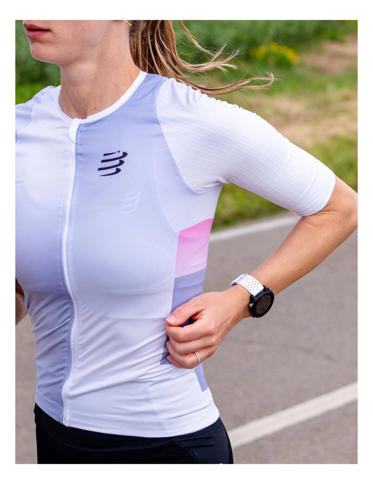 Áo Ba môn Nữ Compressport Stream Tri Top - Lavender/Begonia