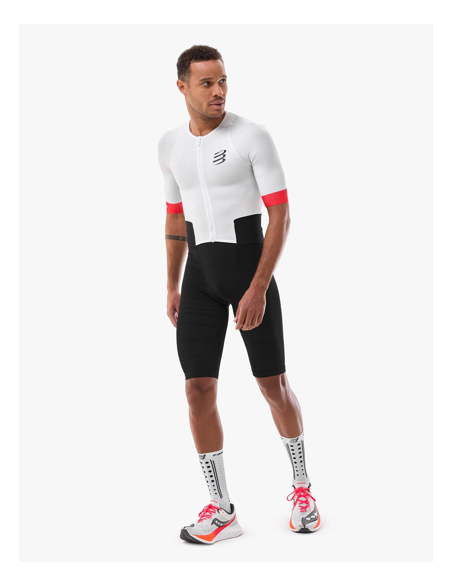 Đồ Ba Môn Nam Compressport Stream SS Trisuit - Trắng/Đỏ/Đen (White/Black/Red)