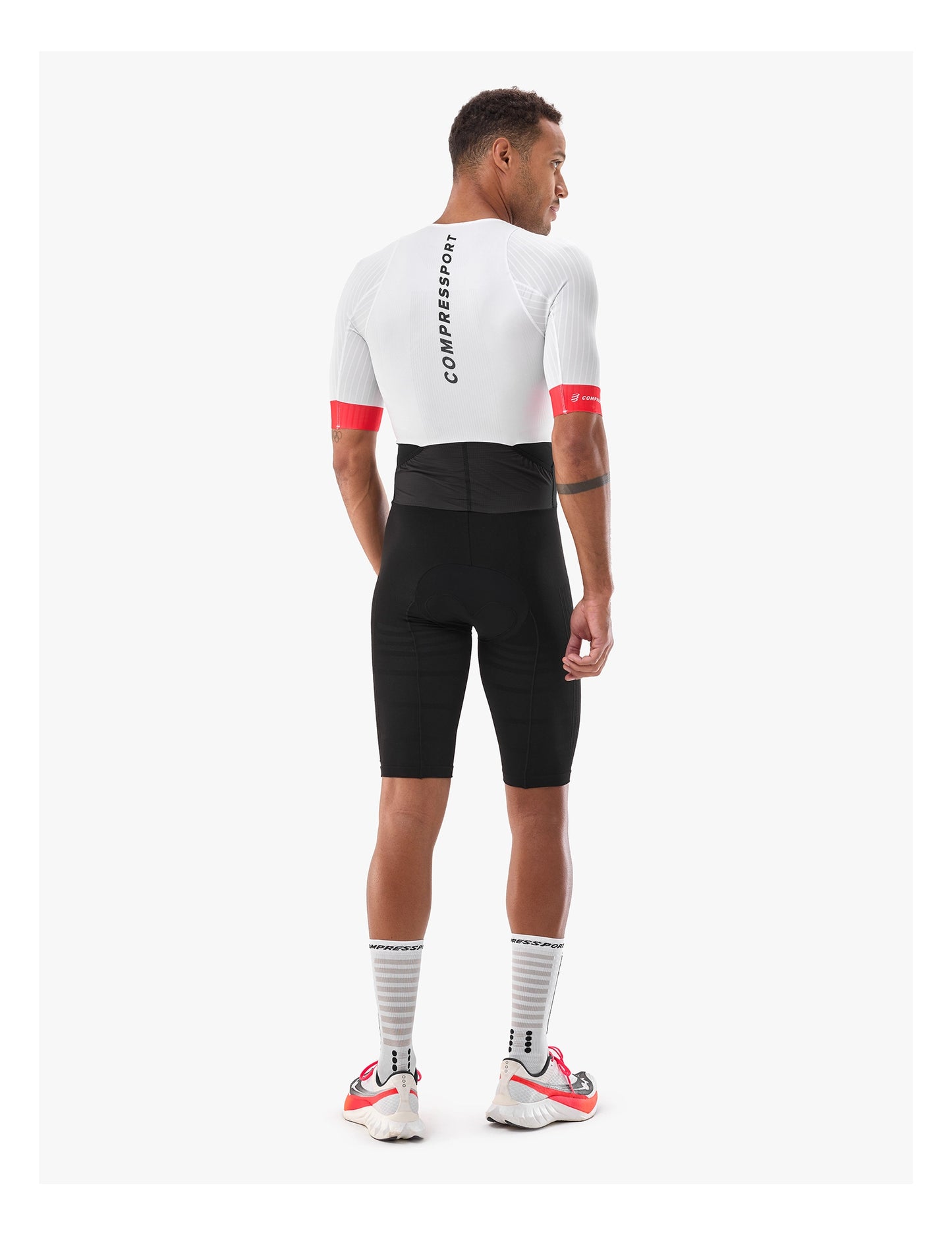 Đồ Ba Môn Nam Compressport Stream SS Trisuit - Trắng/Đỏ/Đen (White/Black/Red)